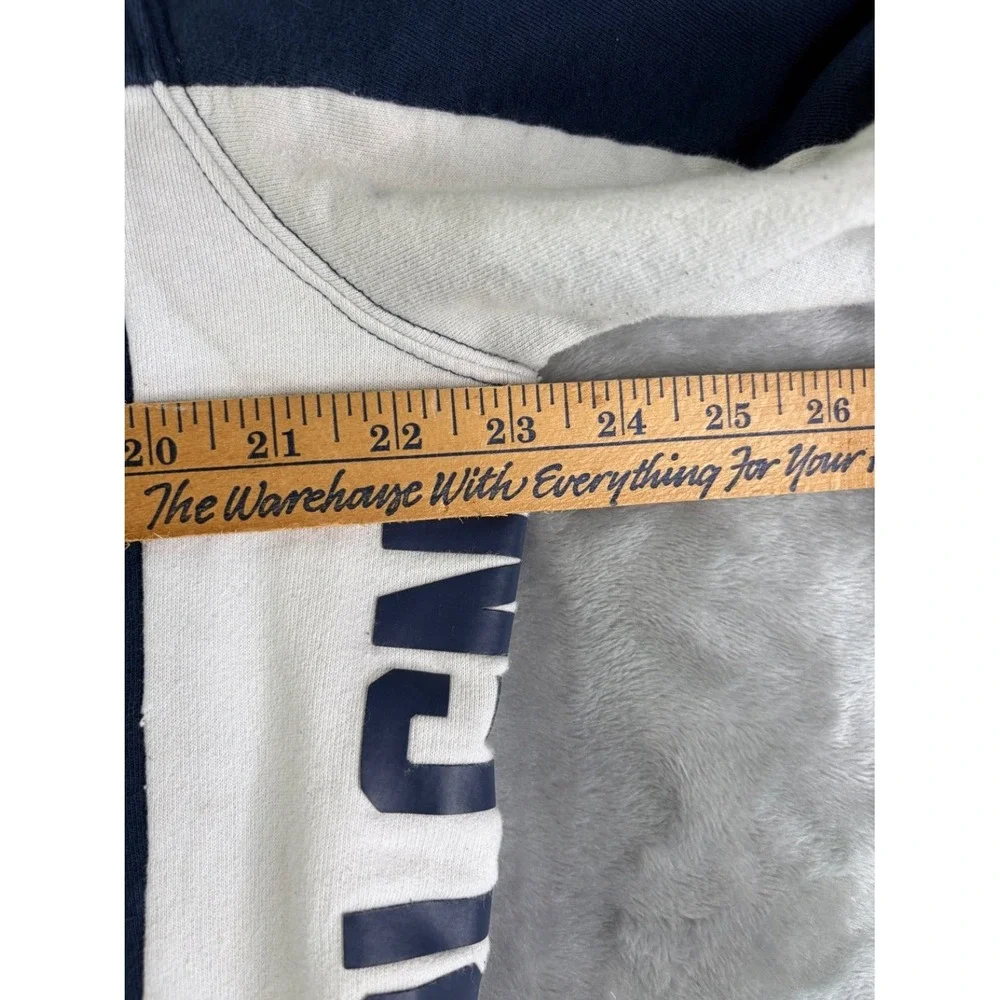 True Religion Mens L Blue Hoodie Screen Printed Graphic Y2K Side Print Sellout